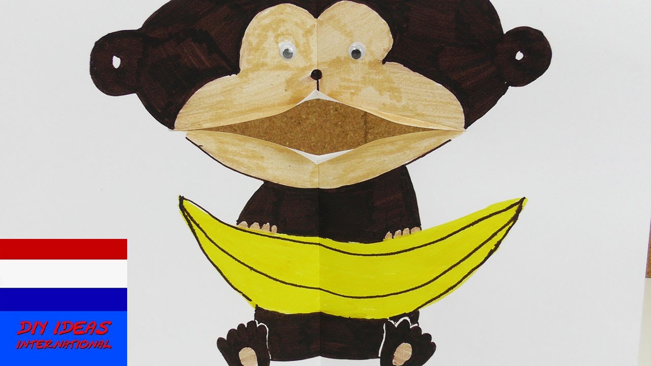 Hoe teken je een SCHATTIGE aap? zelf figuur met bewegende bek knutselen