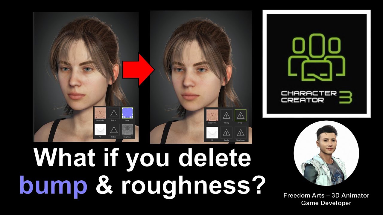 What if we delete bump & roughness map from avatar? Character Creator 3 ...