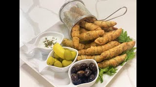 أصابع السمبوسة بالجبنة والزعتر بعجينة منزلية Fried samosa rolls