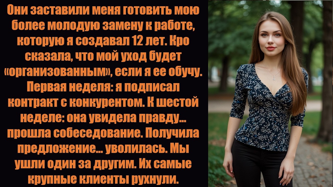 Меня заставили обучать женщину, которая пришла мне на смену, а потом она уволилась и присоединилась.