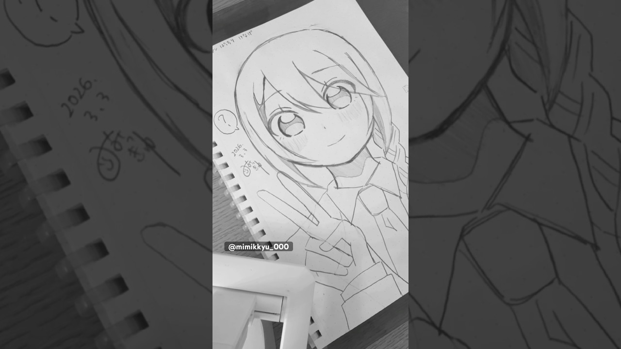 原画】022 手描き イラスト アナログ オリジナル 美少女 かわいい A4