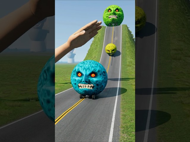 Big & Small Moon Cars vs Giant Hand Slap - BeamNG.Drive