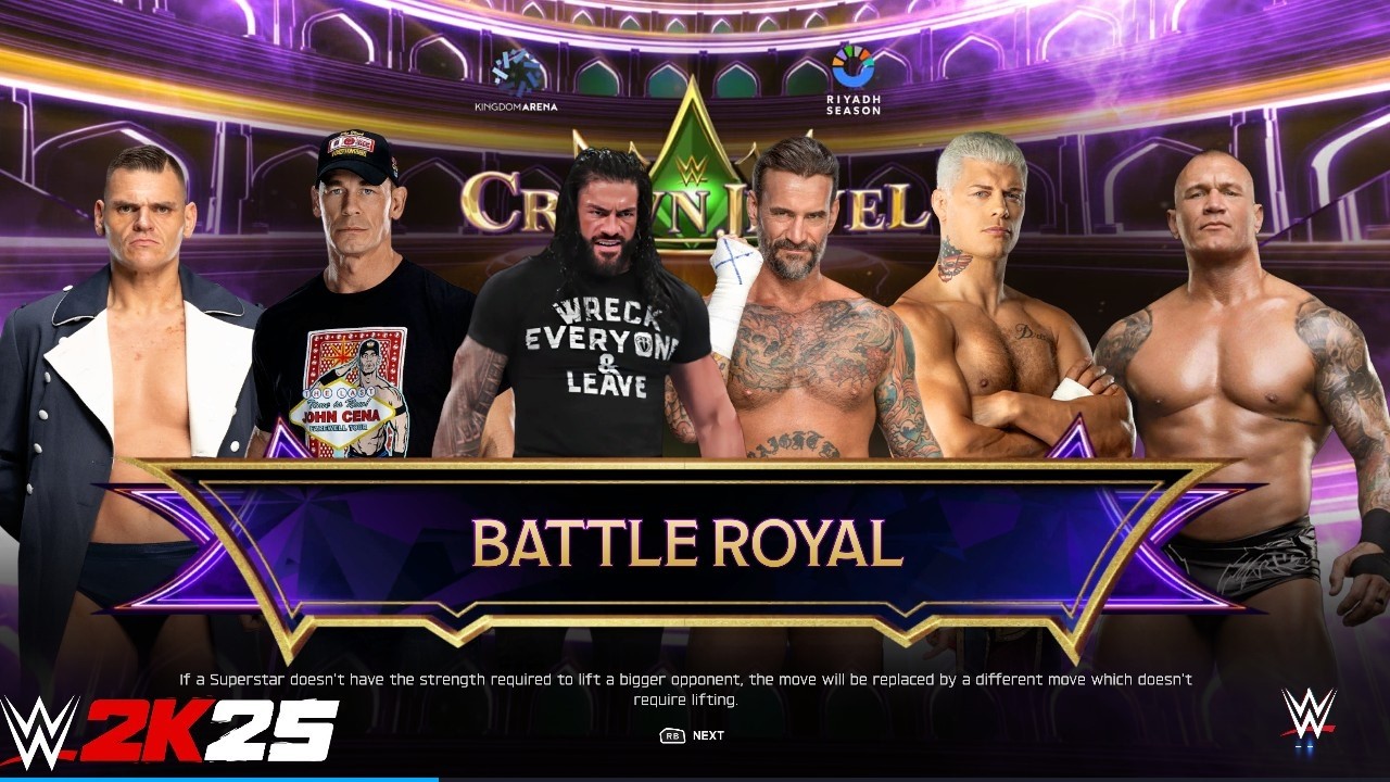 Full Match -Gunther vs Cena vs Roman vs Punk vs Cody vs Randy at BattleRoyal at Crown Jewe|WWE 2k25 