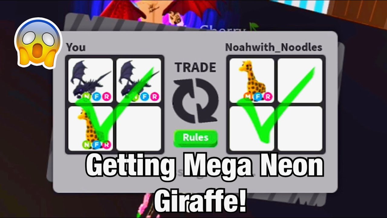 Getting A Mega Neon Giraffe Roblox Adoptme Youtube