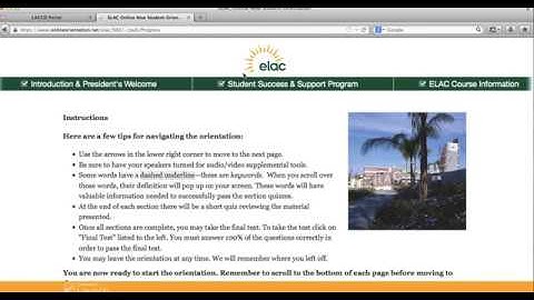 SIS--ELAC Online New Student Orientation Orientation