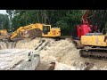 BEST of Dangerous Excavators Driving Skills | Crossing Flooded River, Slide Down Steep Hill