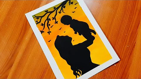 Mother and Daughter Drawing//Mothers Day Drawing//Easy Silhouette Art