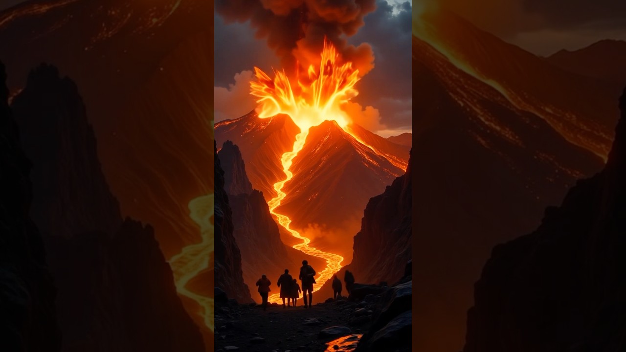 Volcanic eruption exploding into the sky. 🌌 