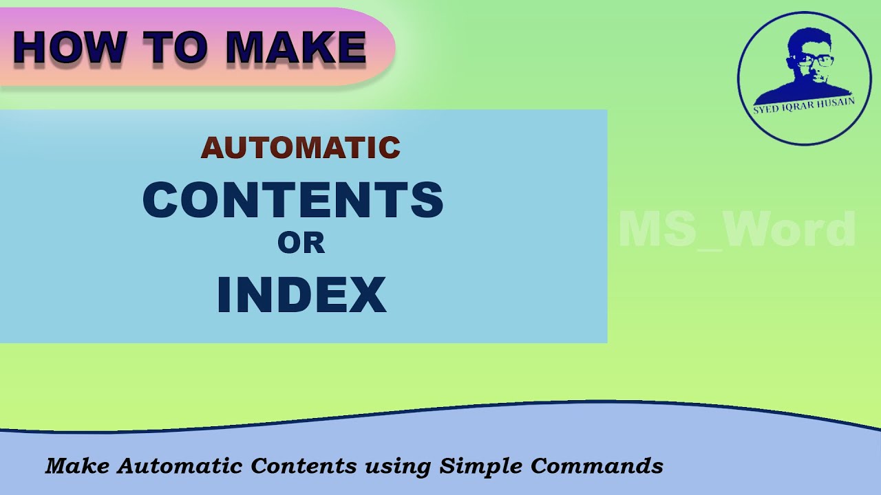 How To Make Auto generate Contents Index With Some Easy Short Commands how-to-make-auto-generate-contents-index-with-some-easy-short-commands