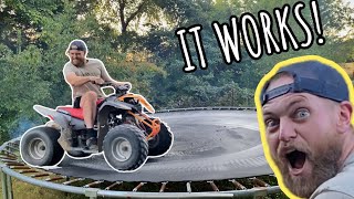 Riding a Polaris Predator On A Trampoline