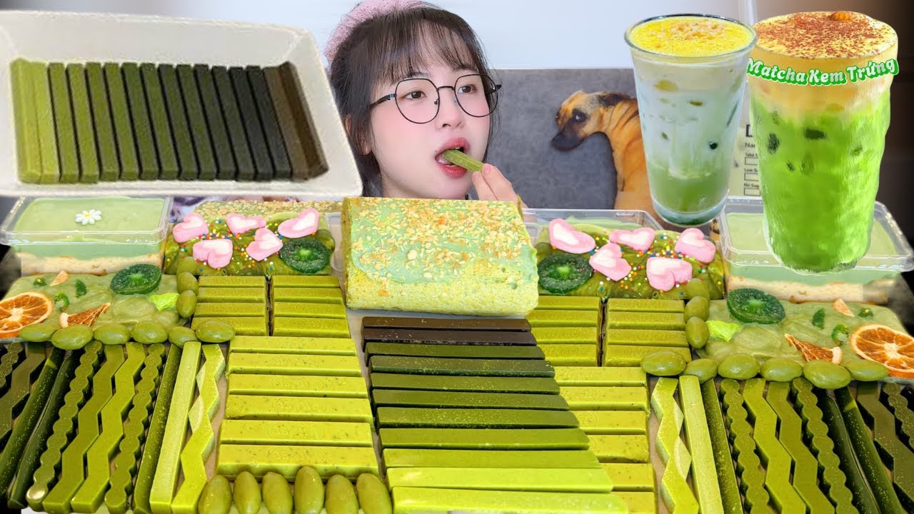 🍃 Mukbang Nhiều Đồ Ăn Vị Matcha| Socola Matcha 7 Cấp Độ, Bánh Mousse Matcha, Kitkat Matcha Chocolate