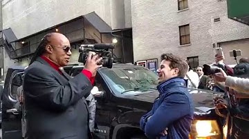 Stevie Wonder at The Late Show being Interviewed by TMZ