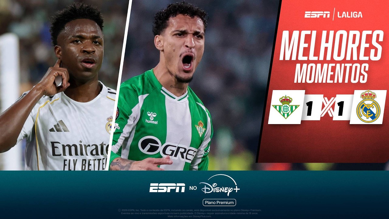 QUE JOGO! VINI JR CRAVA, MAS ANTONY NÃO DESISTE E FAZ JOGADA DO EMPATE DO BETIS CONTRA O REAL MADRID