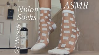 Asmr Oily Foot Mage With Nylon Socks. Subscriber Requested Video.