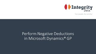 Process negative deductions in Microsoft Dynamics GP