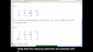 Matrices: indices and elements Part II in MATLAB
