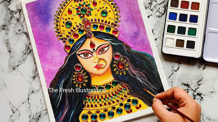 Acrylic painting / How to paint Maa Durga on canvas / Navratri special artwork #acrylicpainting