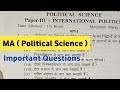 MA Prev Political Science Most Important Questions | Guess Paper | Political Science Old Papar pdusu