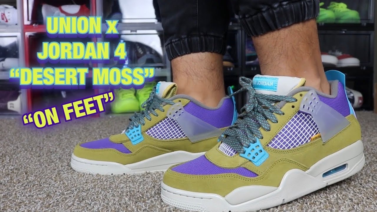 jordan 4 union desert moss on feet