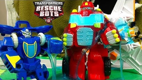Transformers Rescue Bots in "SLIME ATTACK!" - Rescue Bots Heatwave, Blades, High Tide and more
