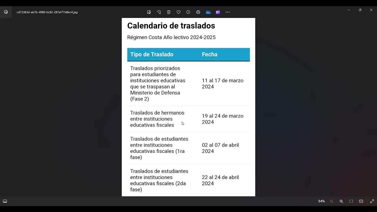 CRONOGRAMA DE TRASLADOS 20242025 YouTube