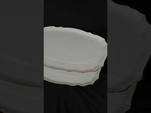 Блюдо фарфор на золотой ножке 40х30 сме Bernadotte, тортовница, праздничная сервировка, видео 1