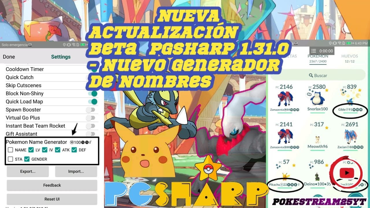 NUEVA ACTUALIZACION Beta PGSharp 1.31.0 - Nuevo Generador de Nombres - Pokémon GO