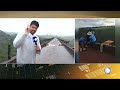 Rep&oacute;rter escorrega enquanto mostra ponte onde Maria Eduarda morreu durante pr&aacute;tica de hop jump em SP