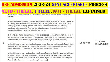 DSE Engineering Admission Process 2023-24 | Seat Acceptance Process Explained