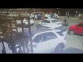 Biker pulls handbrake in a parked car that was rolling back
