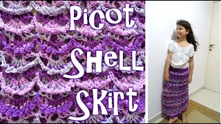 Long Crochet Skirt Pattern - Picot Shell Skirt - Left Handed Crochet Tutorial