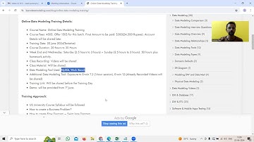 01 Online DataModeling Training Professor Explanation about the course and JuneBatch