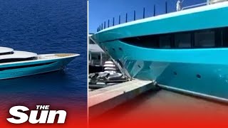 Shocking moment 235ft superyacht worth £65m smashes into dock after ‘computer malfunction'