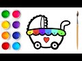 Bolalar uchun Bolalar aravachasi rasm chizish/Drawing Baby Stroller for children/Рисунок для детей