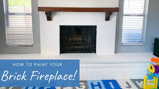 How to Paint a Brick Fireplace|DIY Fireplace Makeover|Mary Mae