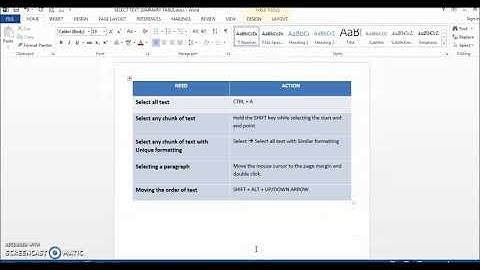How to select text in Word without click or drag