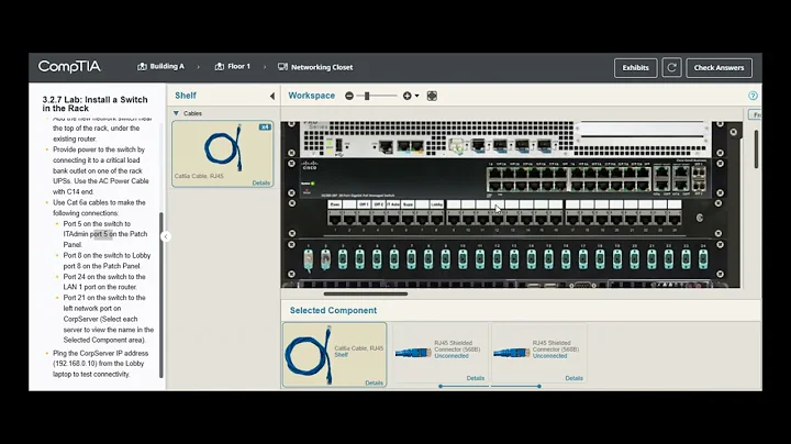 Testout | Network + | 3.2.7 Lab: Install a Switch in the Rack