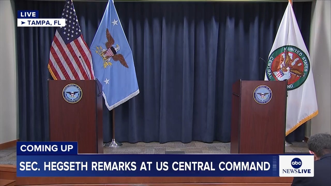COMING UP: Sec. Hegseth holds news conference at U.S. Central Command in Florida