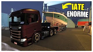 Scania V8 Diretão Levando um Iate Gigante - Euro Truck Simulator 2