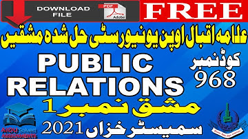968 AIOU Solved Assignments No. 1 - PUBLIC RELATIONS - Autumn 2021