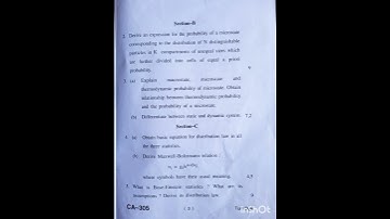 HPU Bsc 2nd year Physics [Statistical and Thermal physics] || (PHYS-201TH) ||Old question paper 2023