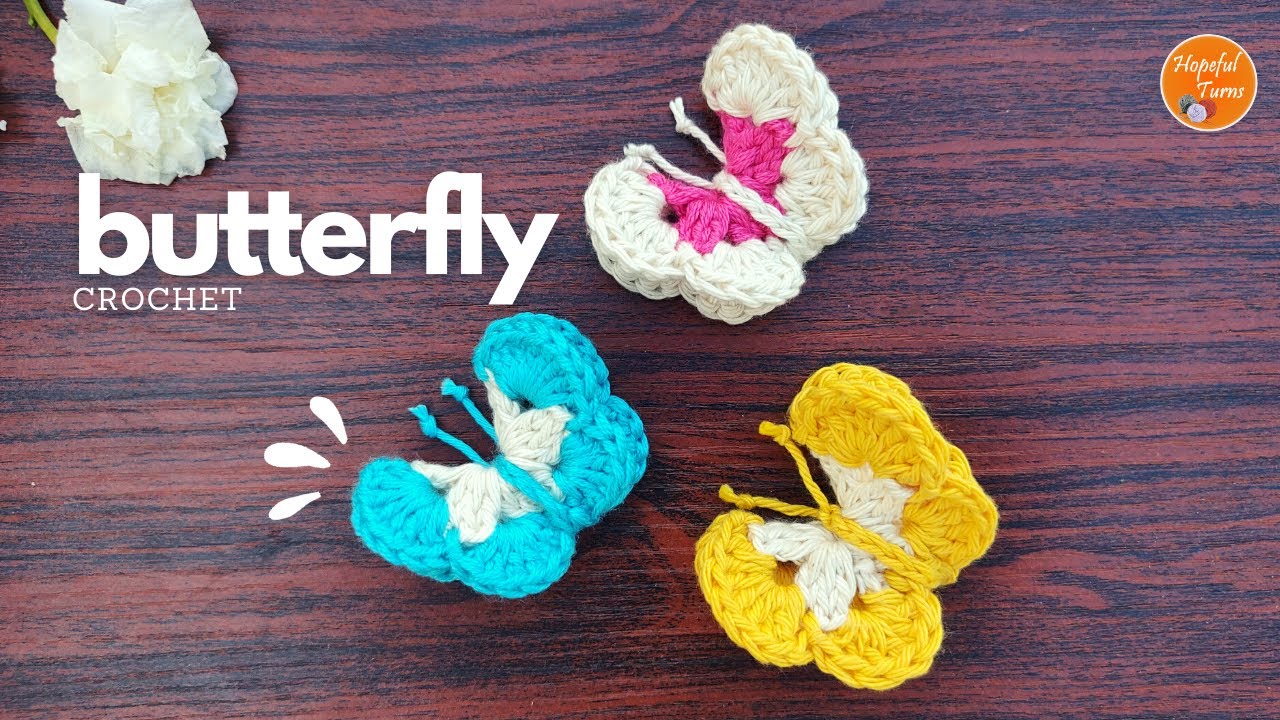 Как связать крючком бабочку | Простая 3D-бабочка крючком для начинающих — пошаговое руководство