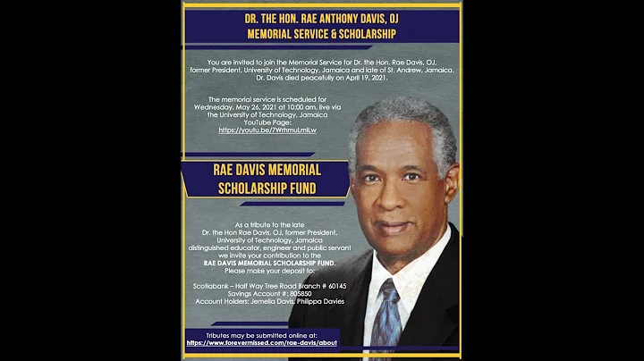 Memorial Service Dr. the Hon. Rae Davis, OJ, CD, J...