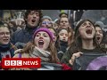 Protests turn violent at France's pension strike - BBC News
