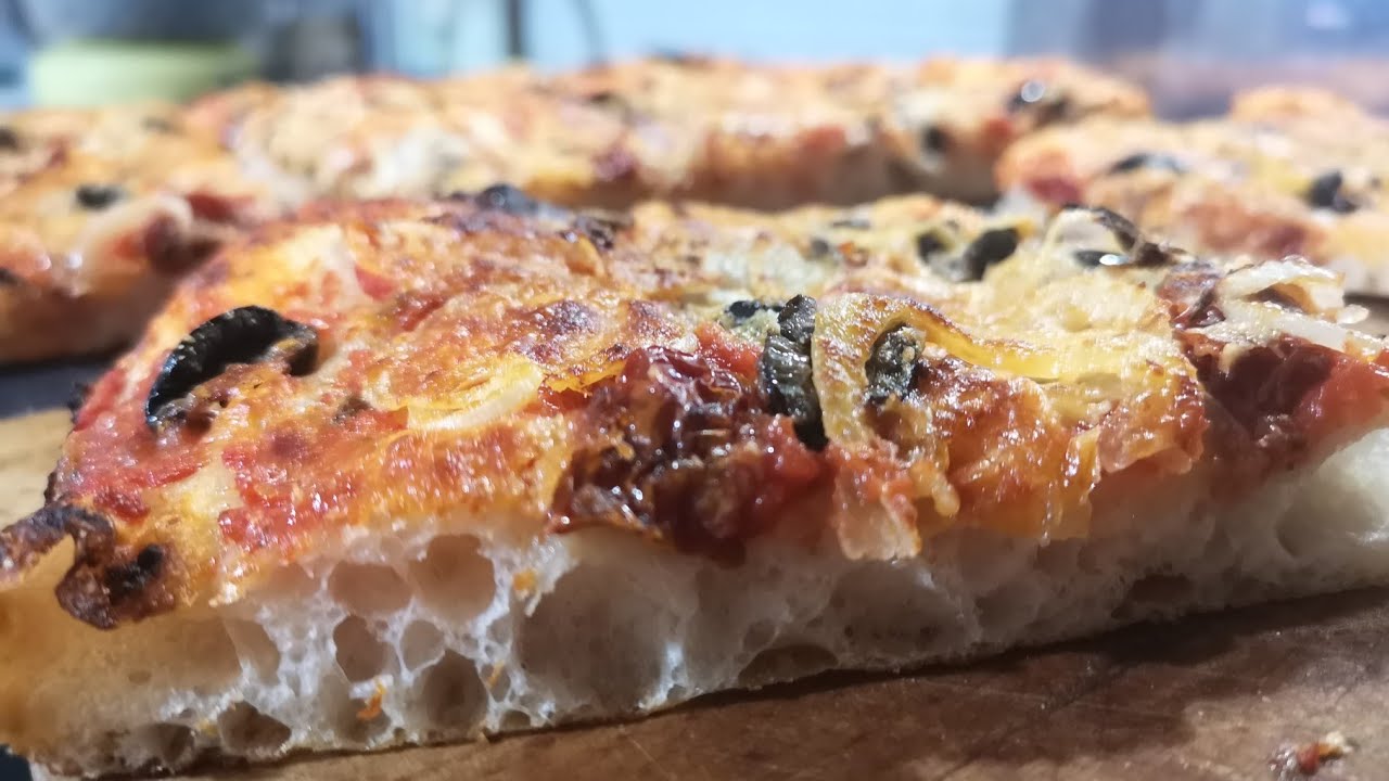 Pizza in teglia siciliana senza impasto no knead sicilian style pizza 