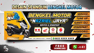 Proses Cara Membuat Desain Spanduk Bengkel Motor di Coreldraw (Free CDR) #nurdesigns