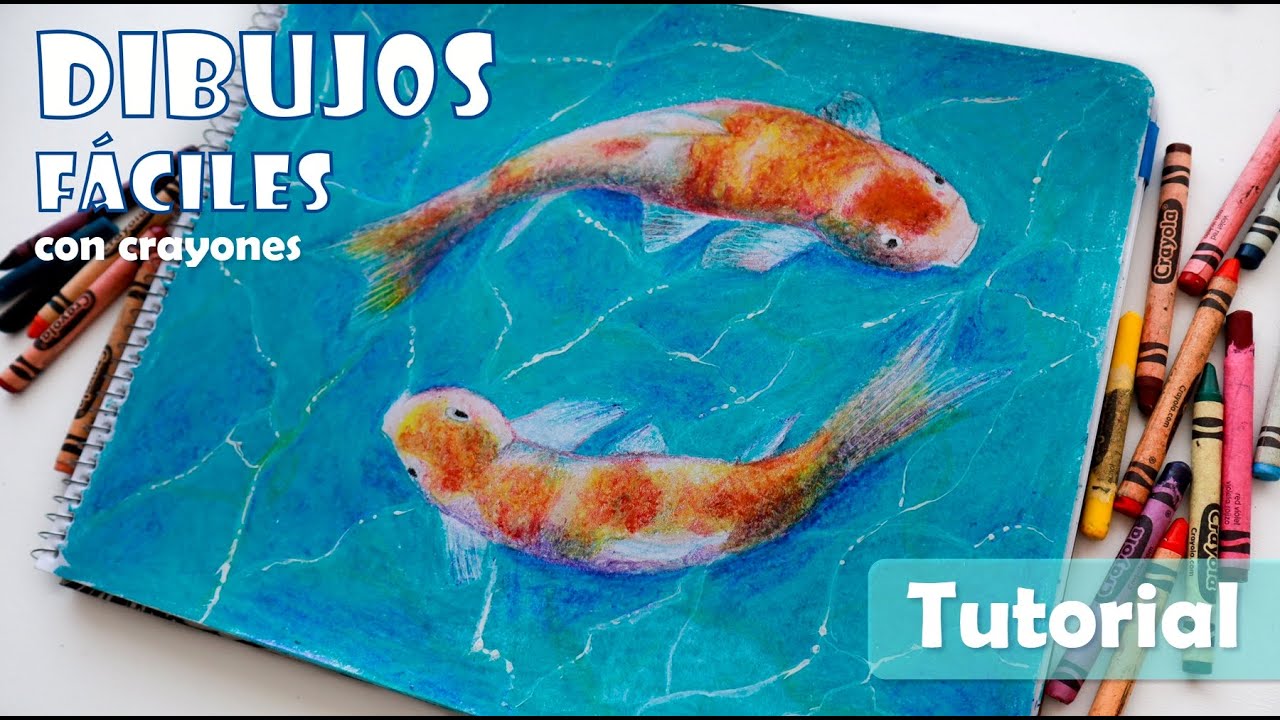 Dibuja y colorea peces con CRAYONES - Dibujos fáciles - YouTube