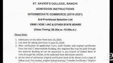 Commerce 2nd list st Xavier college ranchi// st Xavier college ranchi 2nd provisional  list| Xavier