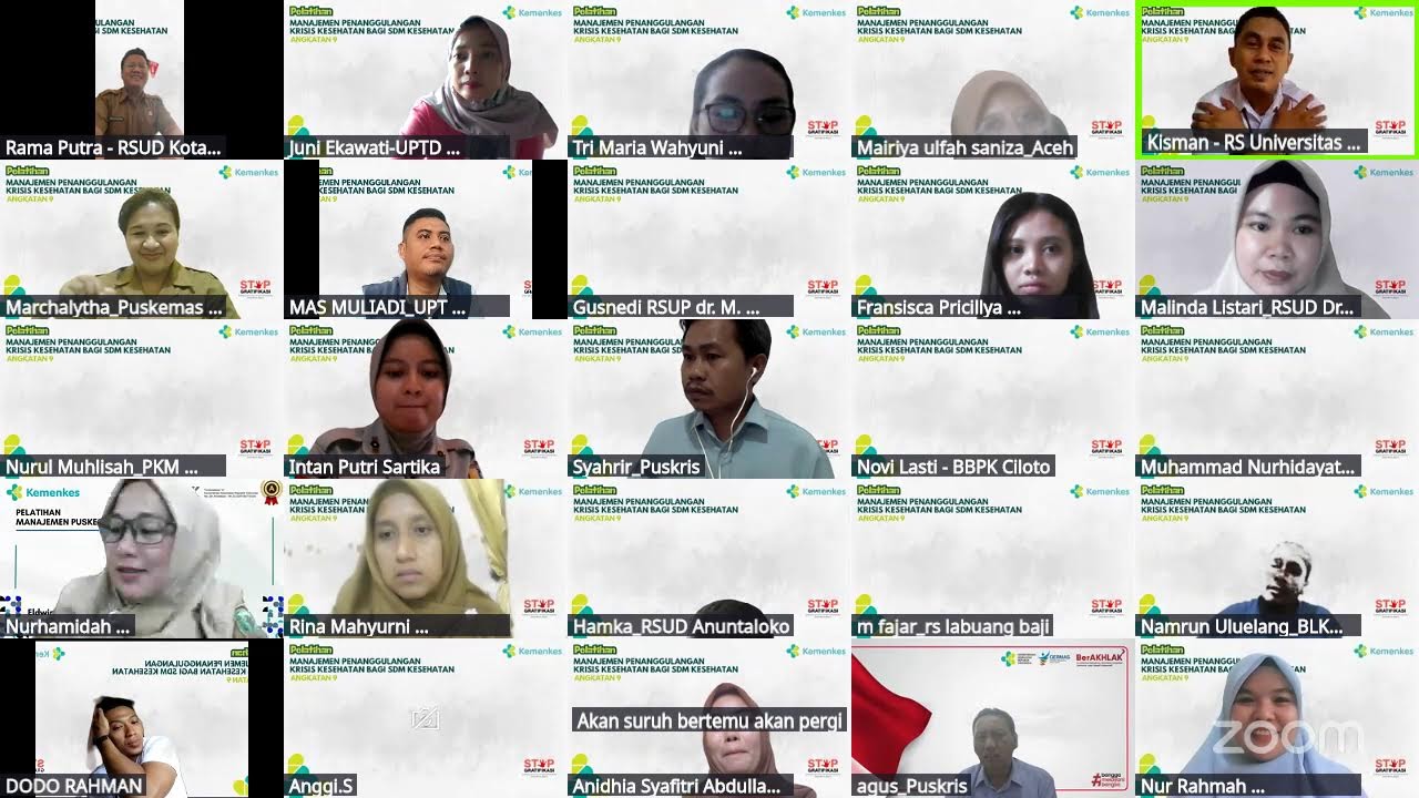 Penutupan Pelatihan Manajemen dan Penanggulangan Krisis Kesehatan bagi SDM Kesehatan Akt. 9