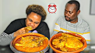 10 MINUTES FUFU WITH PEANUT PALMNUT SOUP MUKBANG CHALLENGE | AFRICAN FOOD MUKBANG